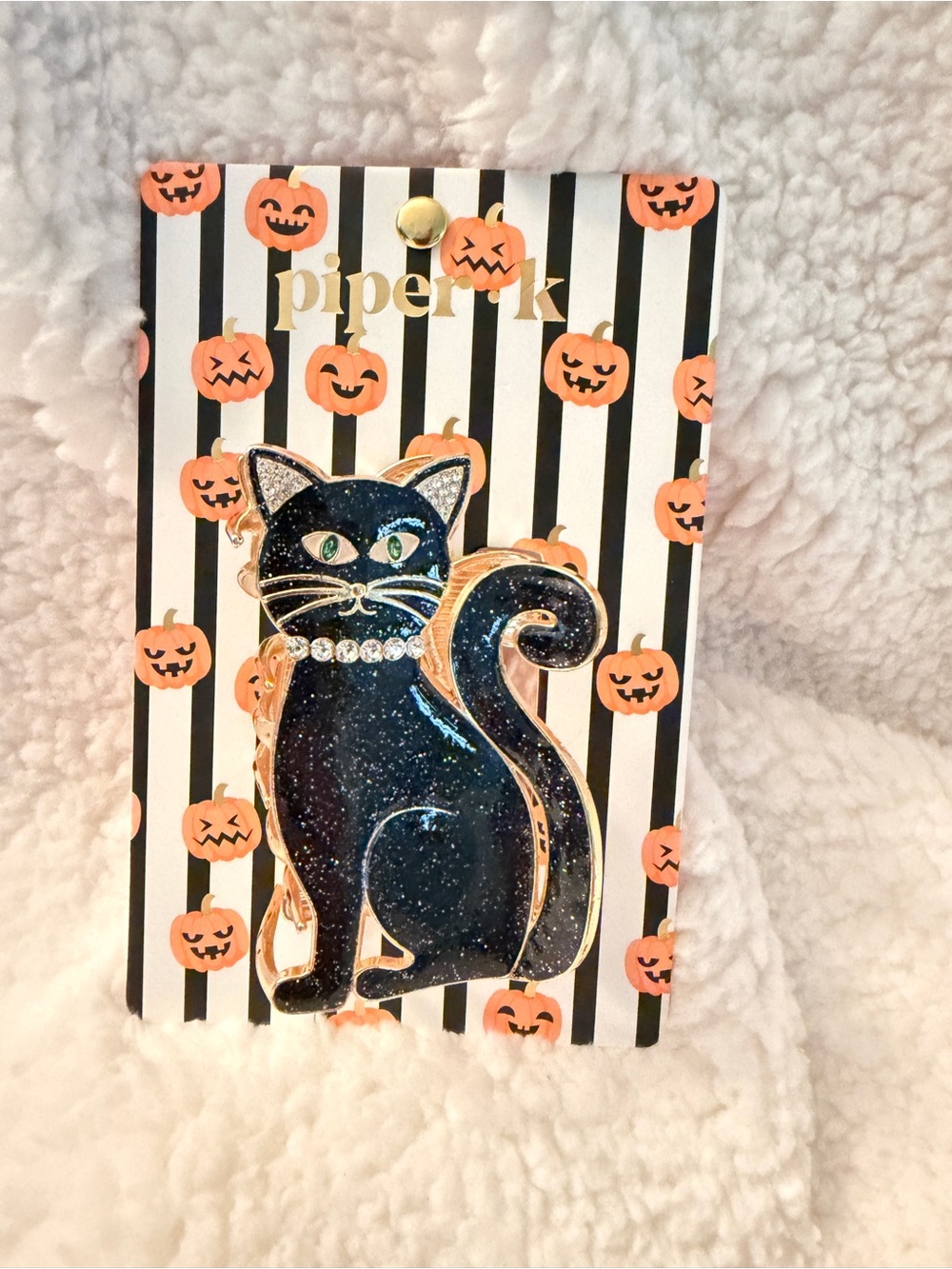 Piper K Black Cat Enamel hair clip Halloween Accessory